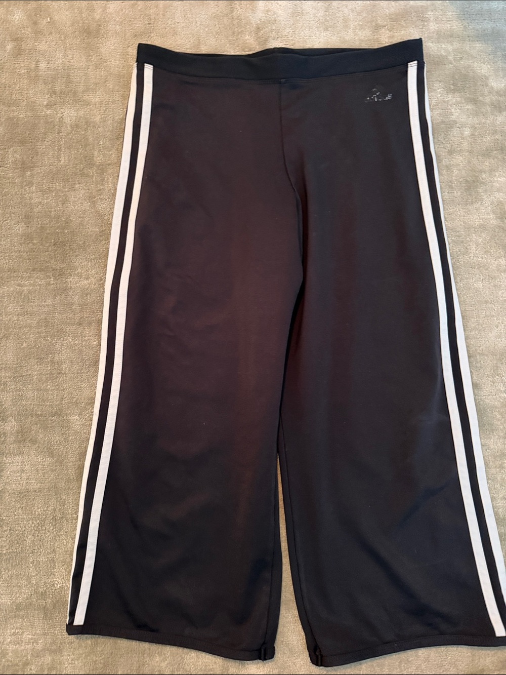 Black Wide-Leg adidas Track Pants with White 3 Side Stripes